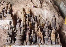 Statues given by Buddhist devotes at Pak Ou Caves