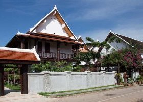 Hotel with a traditional local architecture in Luang Prabang